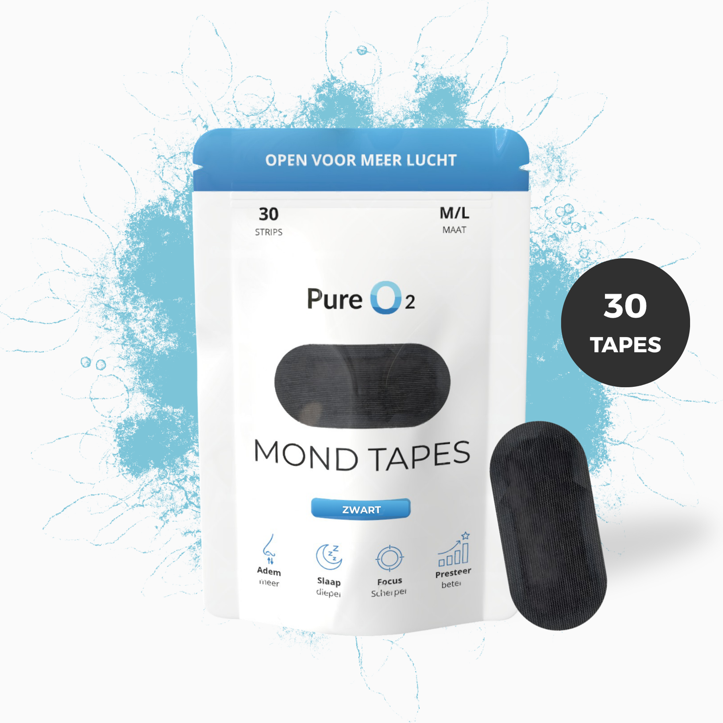 zwarte mondtapes 30+ strips