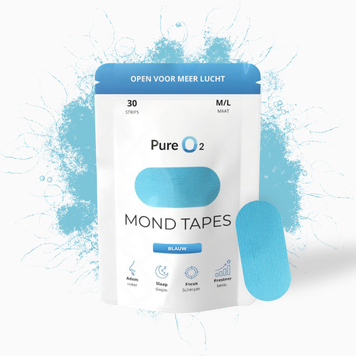 Mouth tape | Blue | 30 strips | PureO2